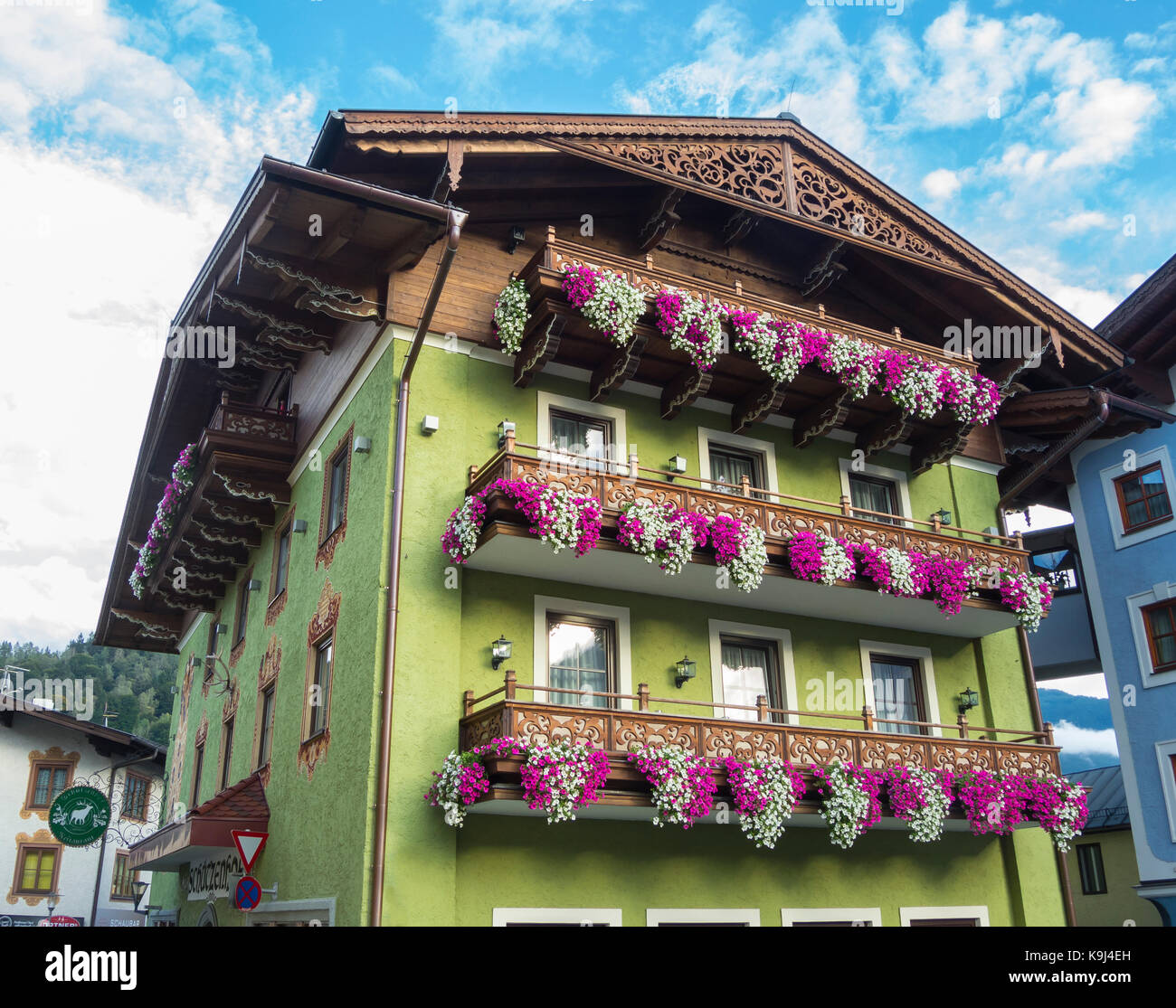 Bischofshofen, pongau, Salzburger Land Austria, tipica casa austriaca Foto Stock