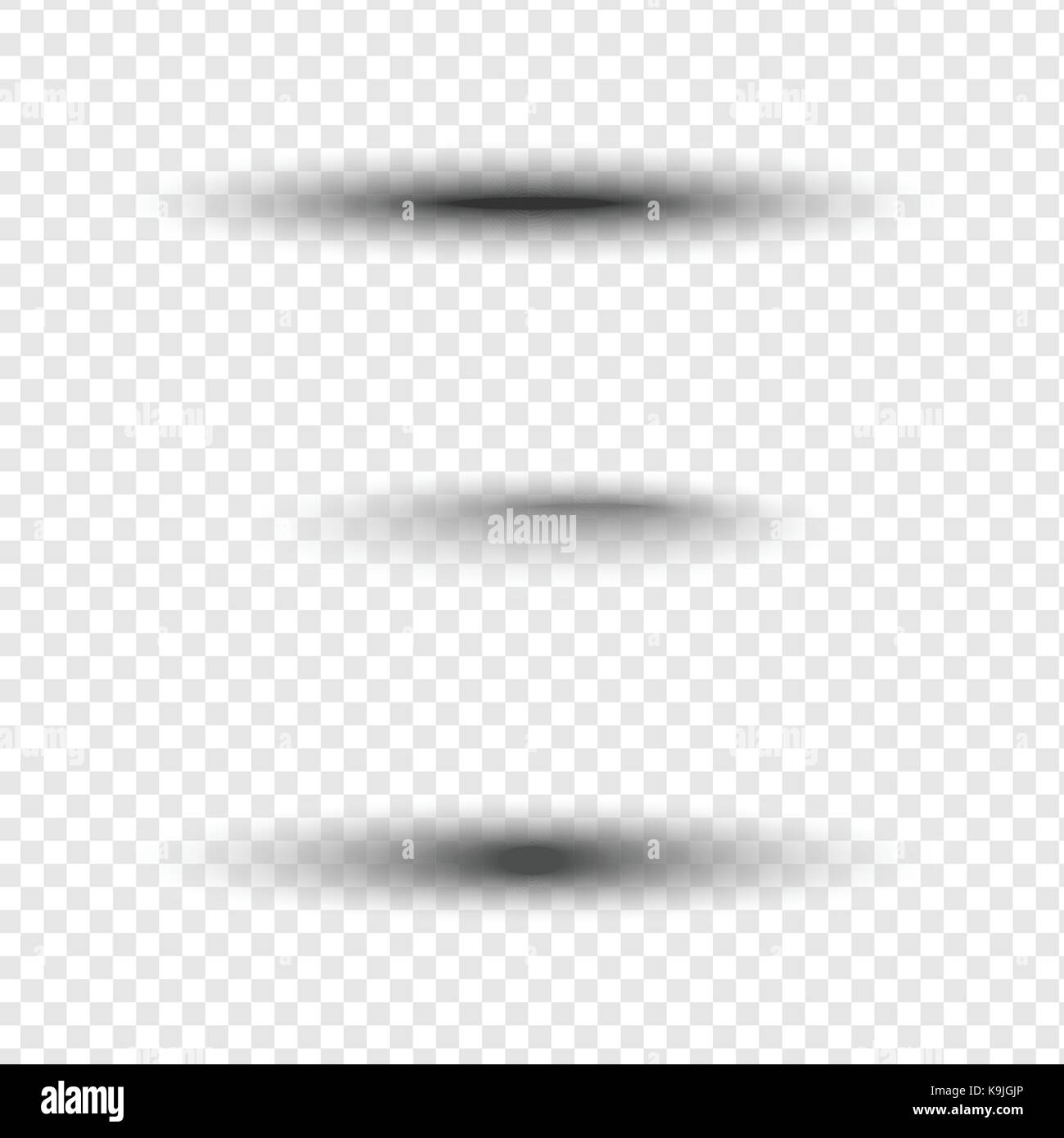 Trasparente realistico effetto ombra impostato, raccolta. ovale ombra per divisori a linguetta isolata su bianco Illustrazione Vettoriale