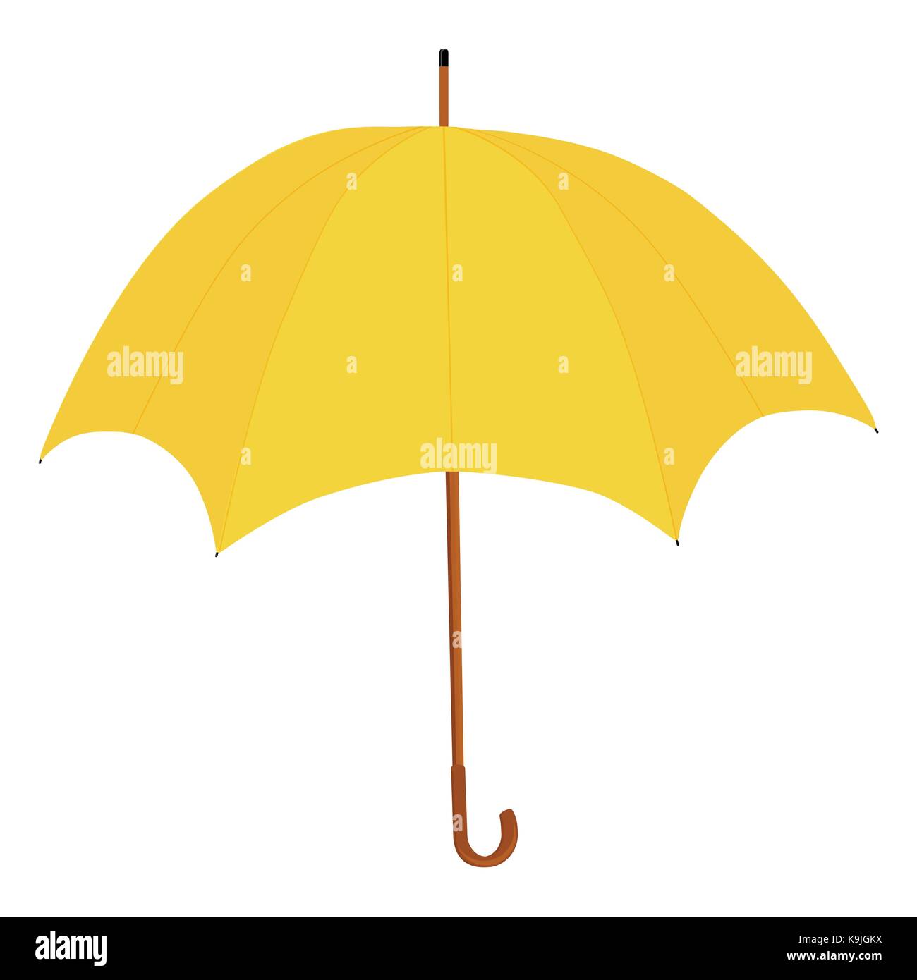 Giallo ombrello aperto illustrazione vettoriale. ombrello pioggia, icona ombrello Illustrazione Vettoriale