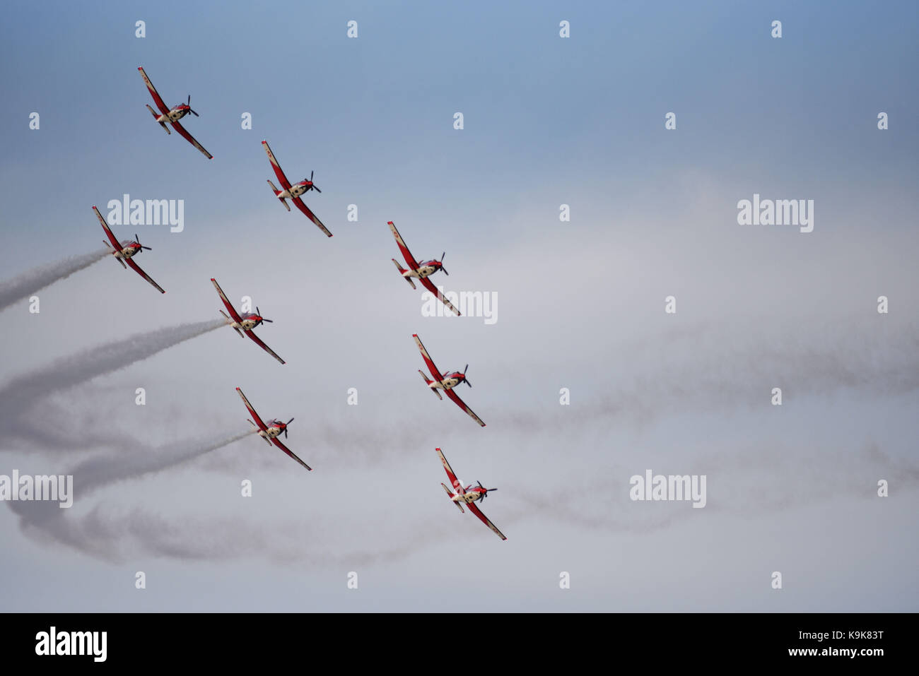 Luqa. 23 Sep, 2017. Swiss Air Force team effettuano presso il venticinquesimo malta airshow internazionale presso l aeroporto internazionale di Malta a Luqa, malta su sept. 23, 2017. Credito: mark zammit cordina/xinhua/alamy live news Foto Stock