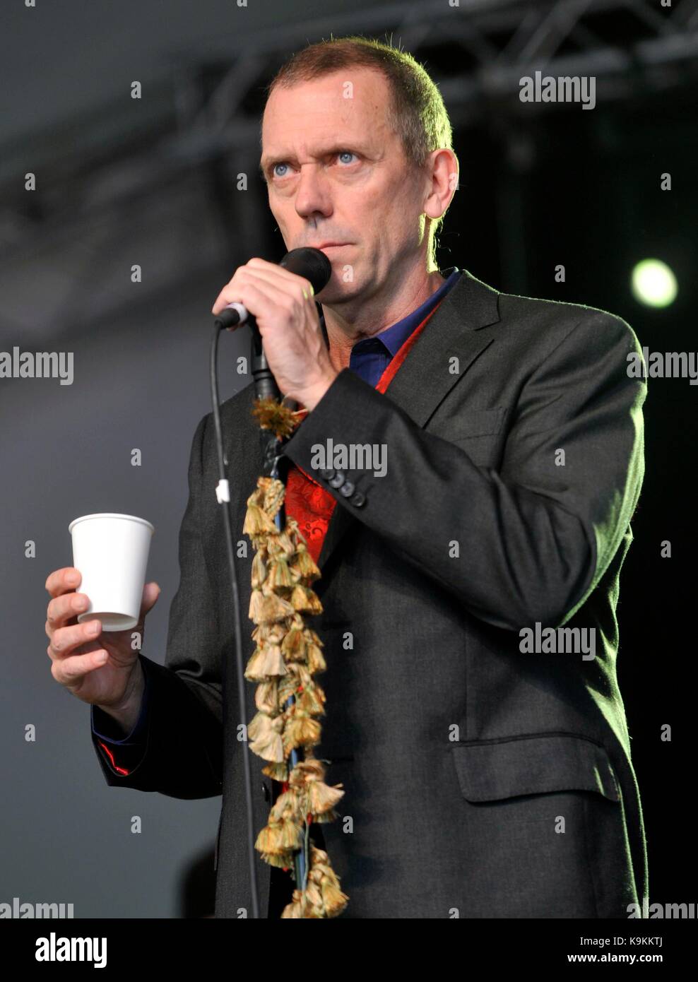 Hugh Laurie esegue sul palco del Festival Cornbury il grande parco Tew Oxfordshire Regno Unito il 30 giugno 2012 Regno Unito foto da: Brian Giordania / Retna Pictures - Foto Stock