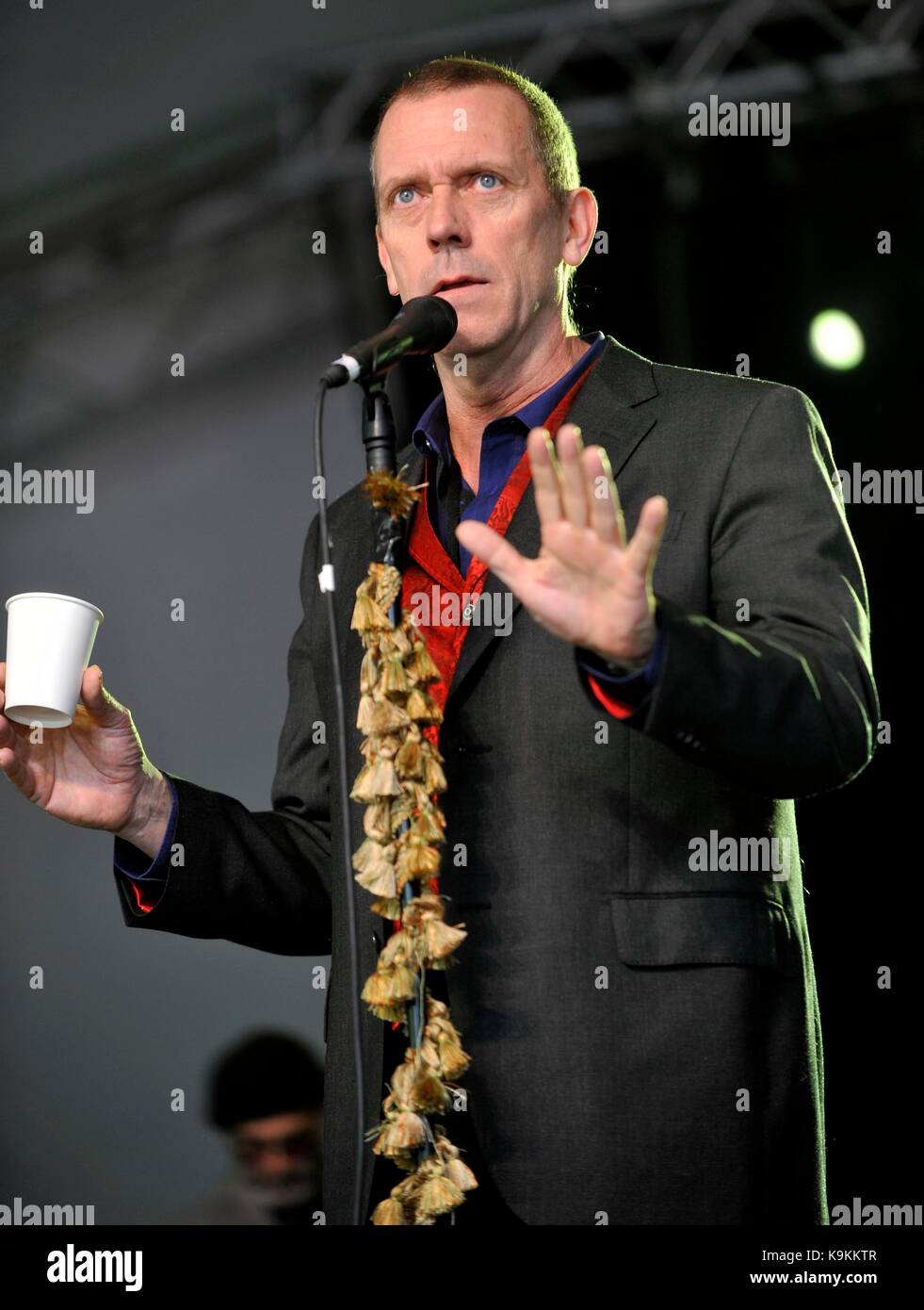 Hugh Laurie esegue sul palco del Festival Cornbury il grande parco Tew Oxfordshire Regno Unito il 30 giugno 2012 Regno Unito immagine - Foto Stock