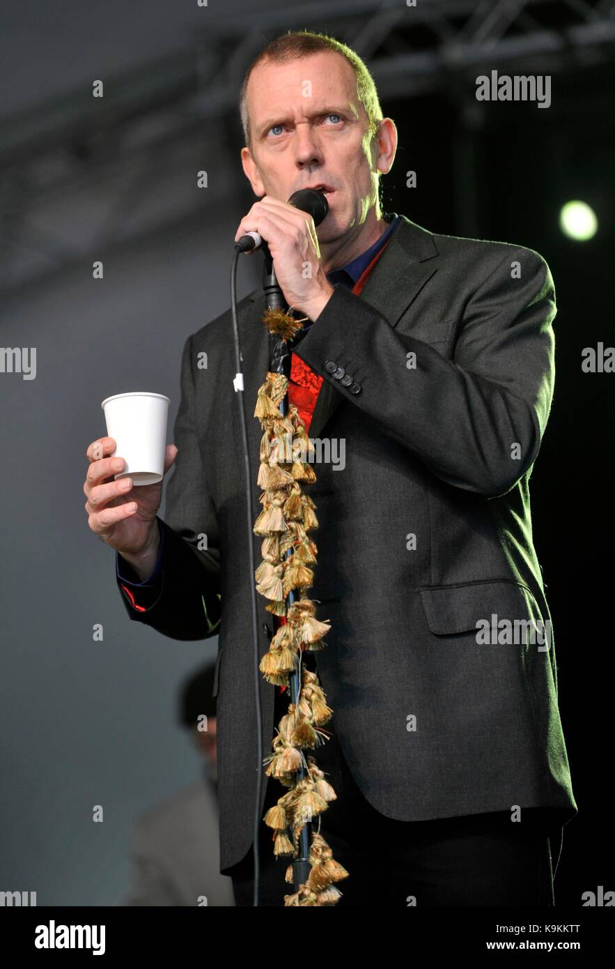 Hugh Laurie esegue sul palco del Festival Cornbury il grande parco Tew Oxfordshire Regno Unito il 30 giugno 2012 Regno Unito foto da: Brian Giordania / Retna Pictures - Foto Stock