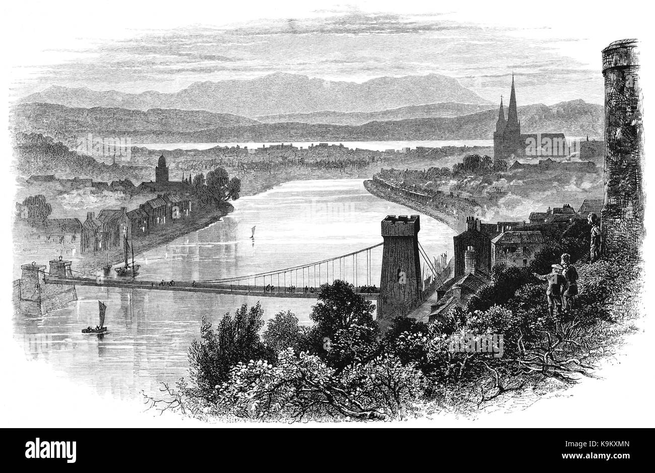 1870: Inverness è la più grande città della Scozia nord-est costa, dove il Fiume Ness incontra il Moray Firth. La sua Città Vecchia caratteristiche del XIX secolo cattedrale di Inverness, principalmente il XVIII secolo antica chiesa alta e una piscina coperta e mercato Vittoriano di vendita alimentari, abbigliamento e artigianato. Inverness-shire, Scozia Foto Stock