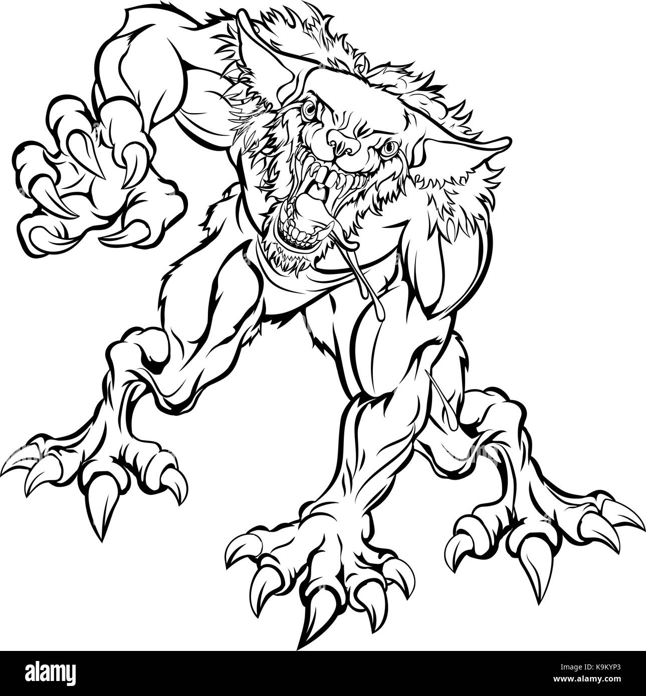 Lupo Mannaro scary monster character Illustrazione Vettoriale