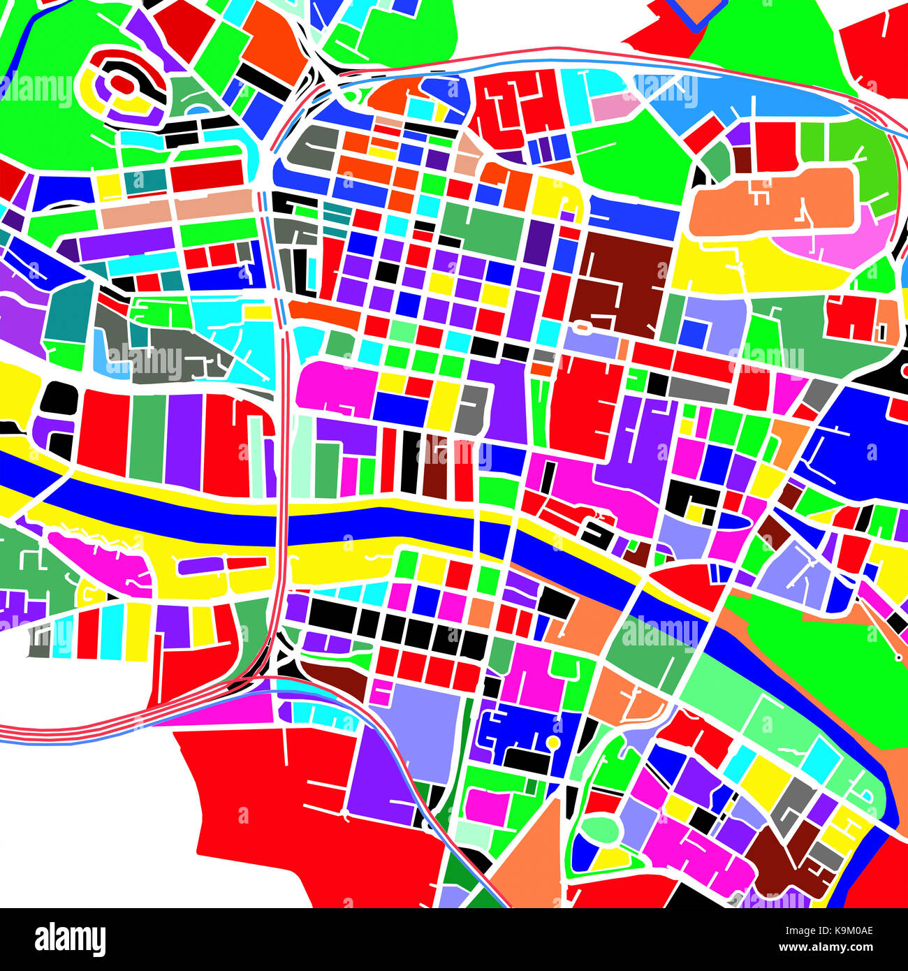 Colorato la rappresentazione grafica di una mappa di Glasgow Foto Stock