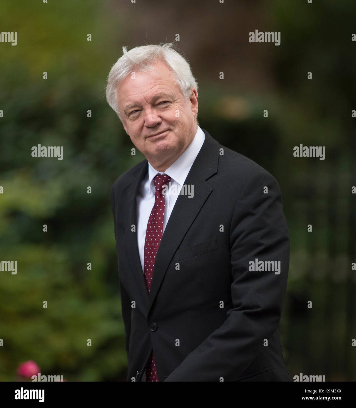 A Downing Street, Londra, Regno Unito. 21 settembre 2017. David Davies, brexit segretario, assiste riunione del gabinetto. Credito: malcolm park/alamy Foto Stock