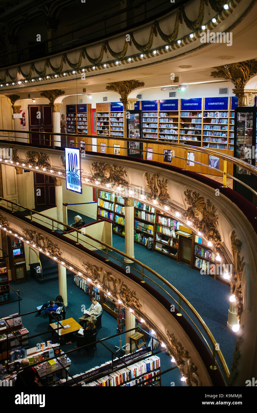 Buenos aires, Argentina. ottobre 06, 2013.library 'EL' ateneo della città di Buenos aires argentina, è particolarmente interessante attrazione turistica Foto Stock