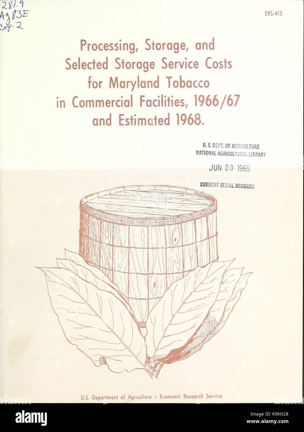 Elaborazione, memorizzazione e archiviazione selezionati i costi di manutenzione per il Maryland il tabacco in strutture commerciali, 1966 67 e stimati 196841885651 BHL Foto Stock