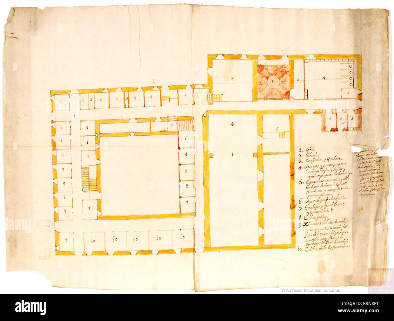 Planta del convento de Capuchinos de Sabadell Foto Stock