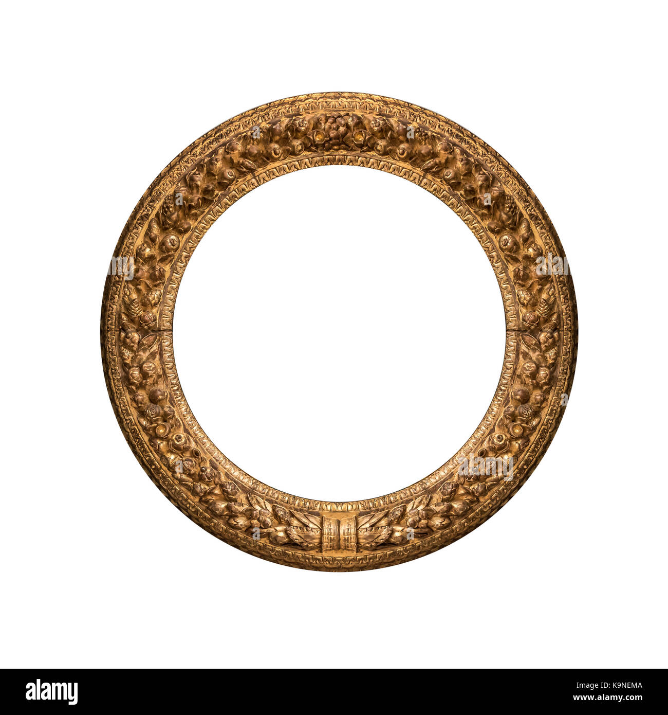 Round oro antico cornice immagine. Foto Stock