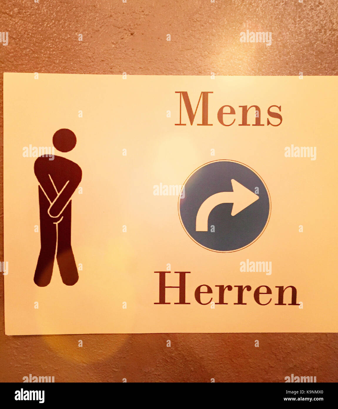 Cartello umoristico per la stanza degli Mens, Stati Uniti Foto Stock