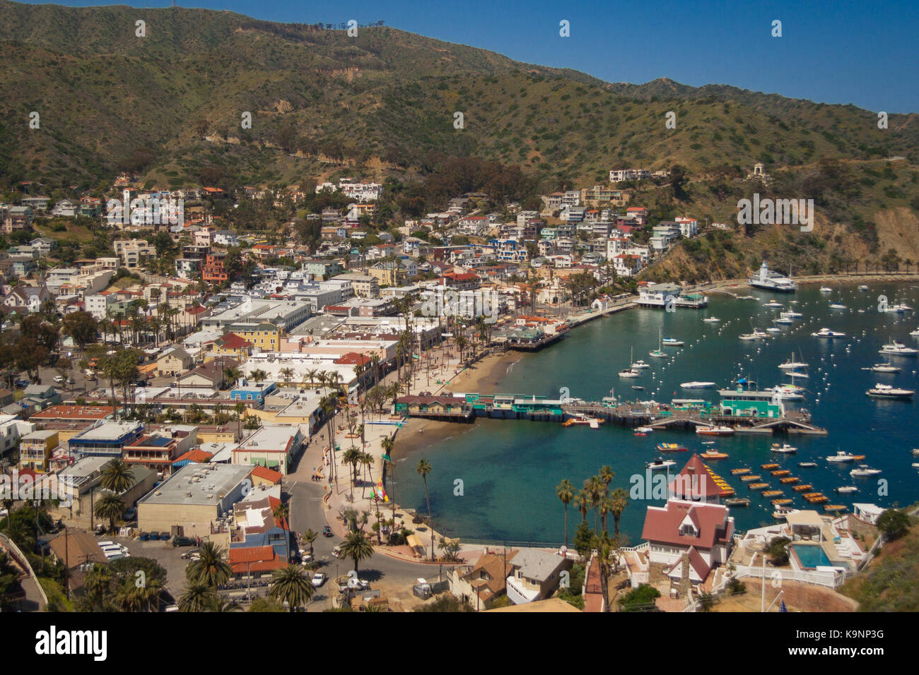 Birdseye vista isola Catalina comunità Foto Stock