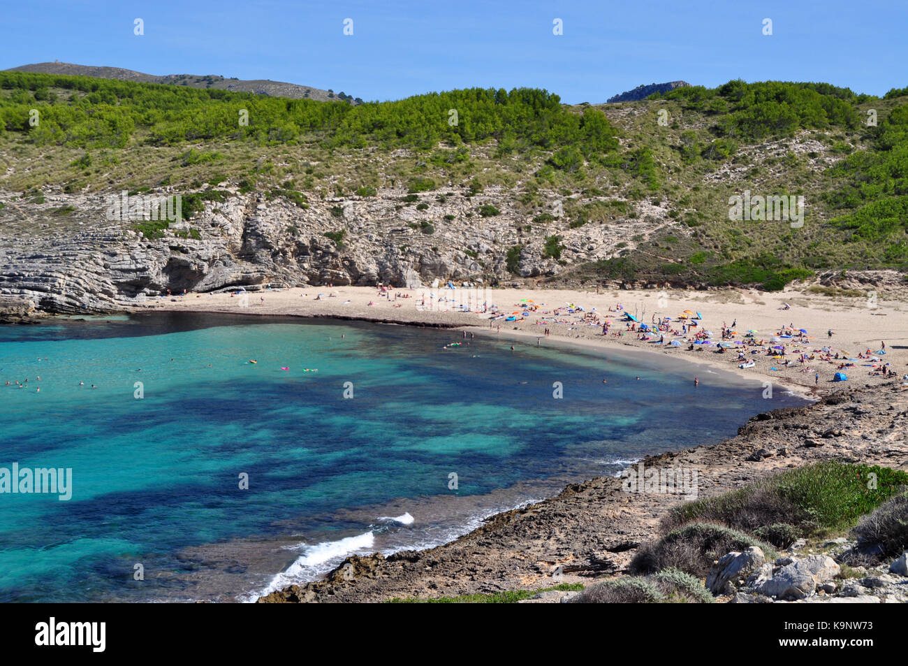 Cala torta spiaggia vista sul maiorca isole baleari in Spagna Foto Stock