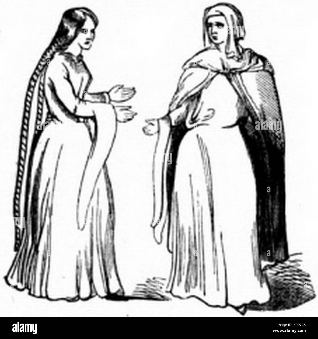 P142 Ladies Costume del XII secolo Foto Stock