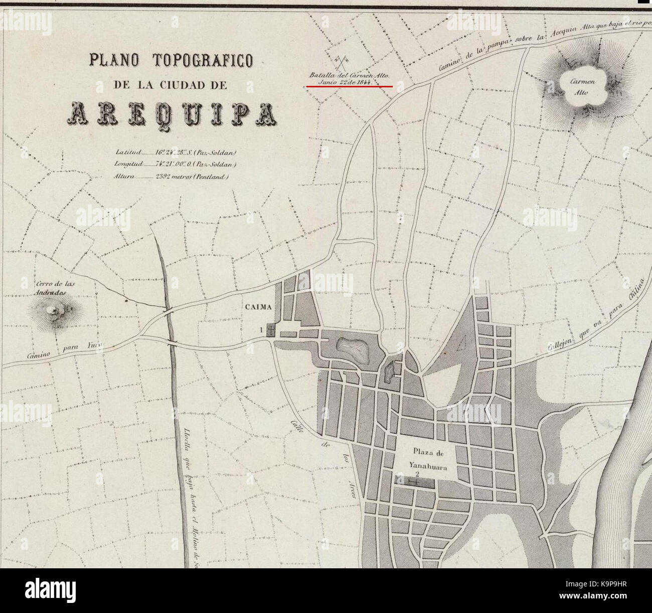 Plano batalla de Carmen Alto Foto Stock