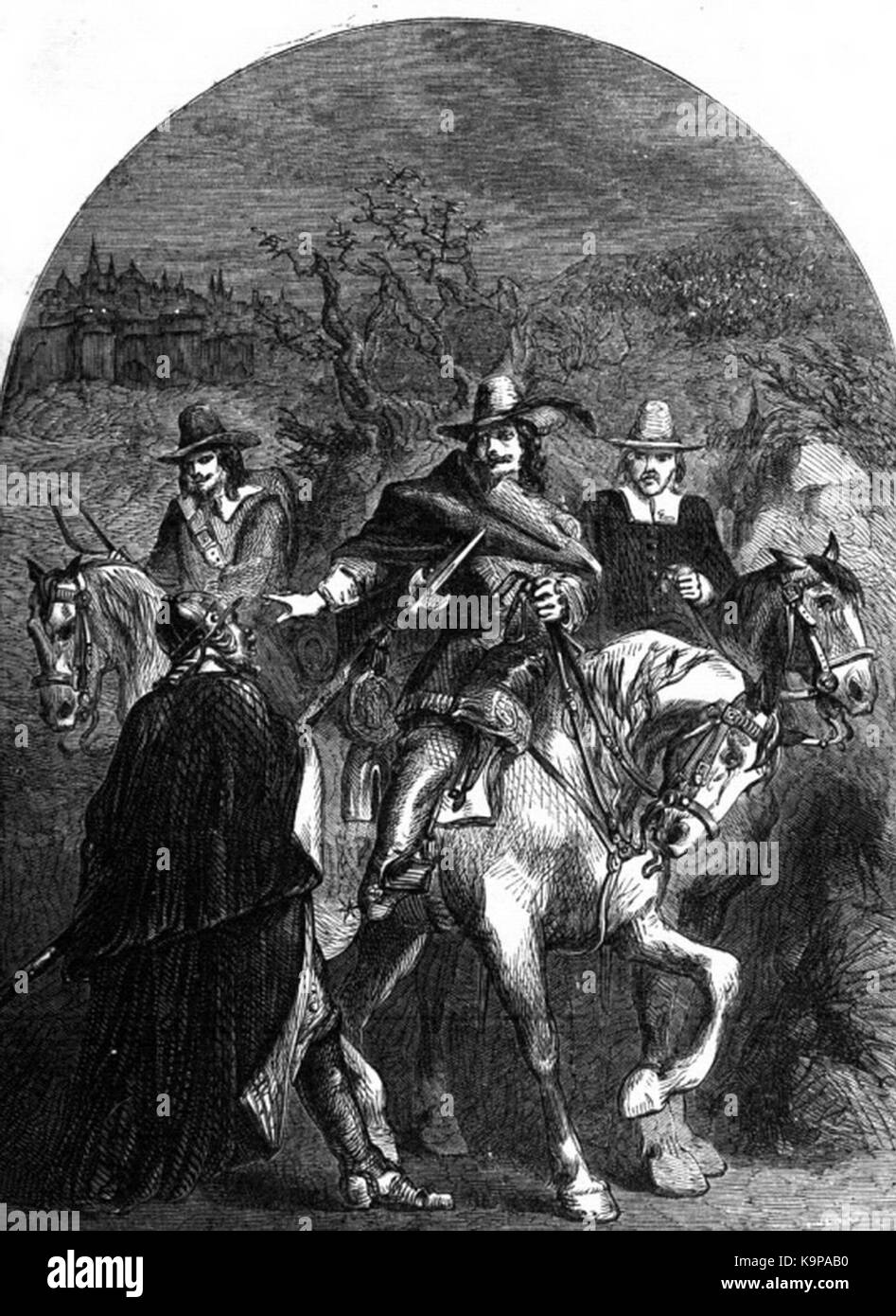 La fuga di re Carlo da Oxford si riferisce a un evento durante la guerra civile inglese quando re Carlo i fuggì dalla città di Oxford nel 1646, cercando sicurezza dalle forze parlamentari. Foto Stock