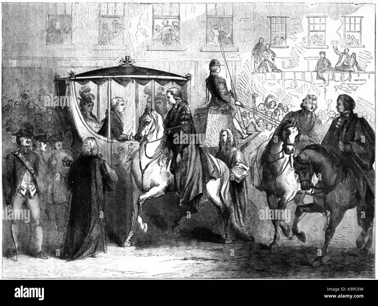 P403 George III. Ricevere la Civic spada DAL SINDACO DI LONDRA SUL SUO MODO DI RINGRAZIAMENTO A ST. La CATTEDRALE DI SAN PAOLO Foto Stock