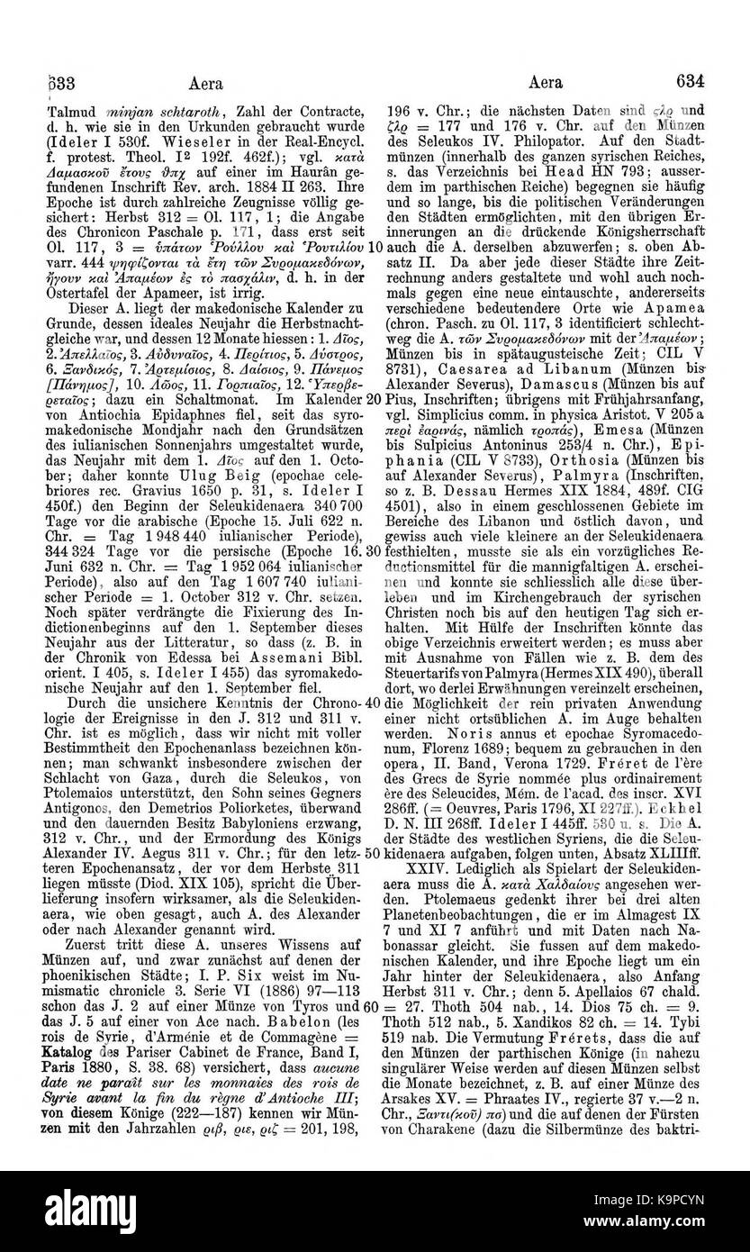 "Pauly Wissowa i,1, 0633" si riferisce a un'opera storica del filologo classico Pauly Wissowa. Il riferimento indica una pagina o voce specifica nella sua opera, incentrata su studi antichi e testi classici. Foto Stock