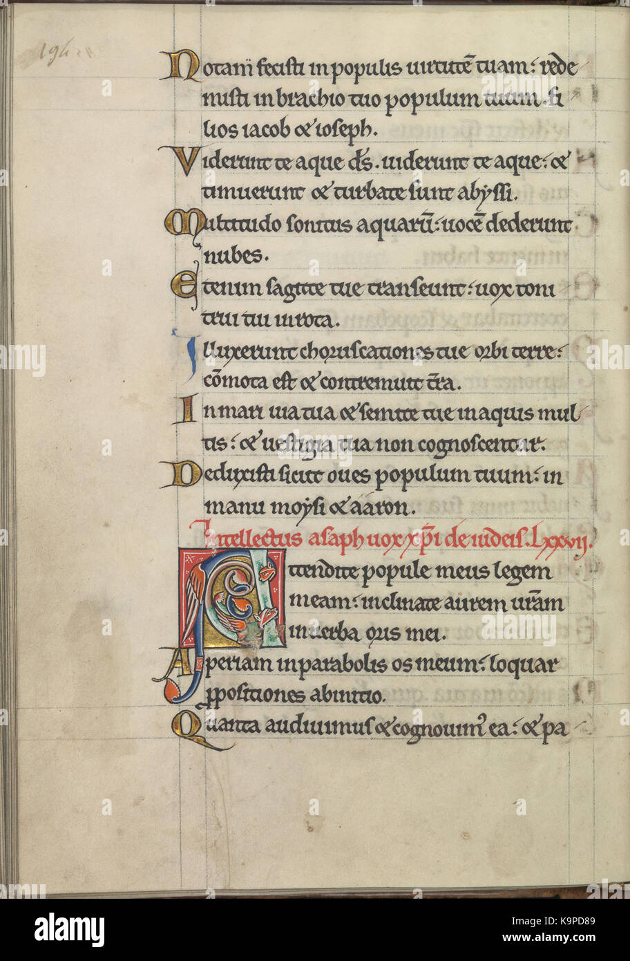 Il Salterio di Eleonora d'Aquitania è un manoscritto medievale, risalente al 1185 circa, che presenta intricate illustrazioni religiose e contenuti testuali. Eleonora, regina d'Inghilterra, commissionò questo lavoro, che riflette la sua influenza nelle arti e il suo patrocinio reale. Foto Stock