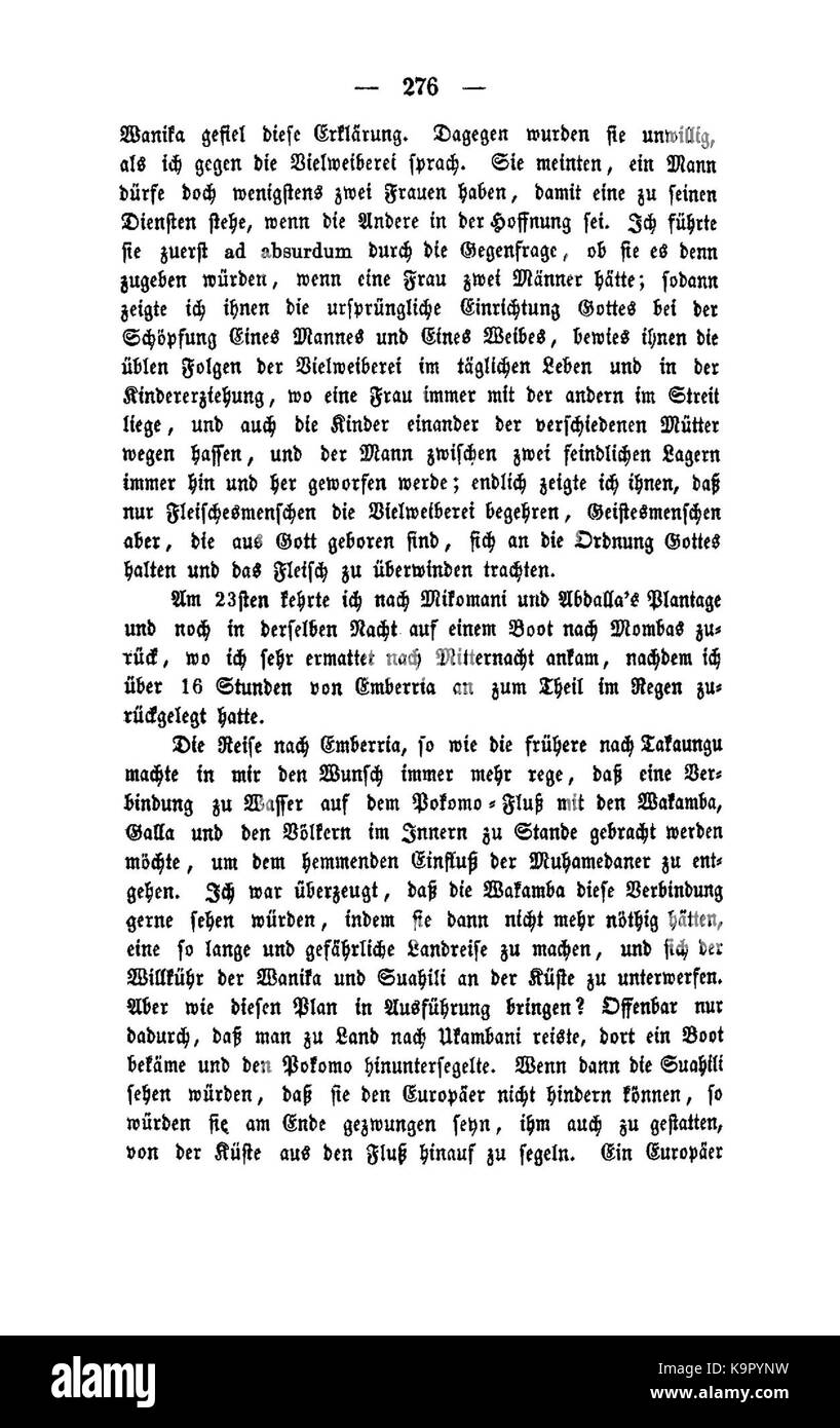 Reisen a Ostafrika di Krapf documenta i viaggi e le esplorazioni in Africa orientale. Il primo volume descrive incontri, paesaggi e osservazioni culturali della regione. Foto Stock