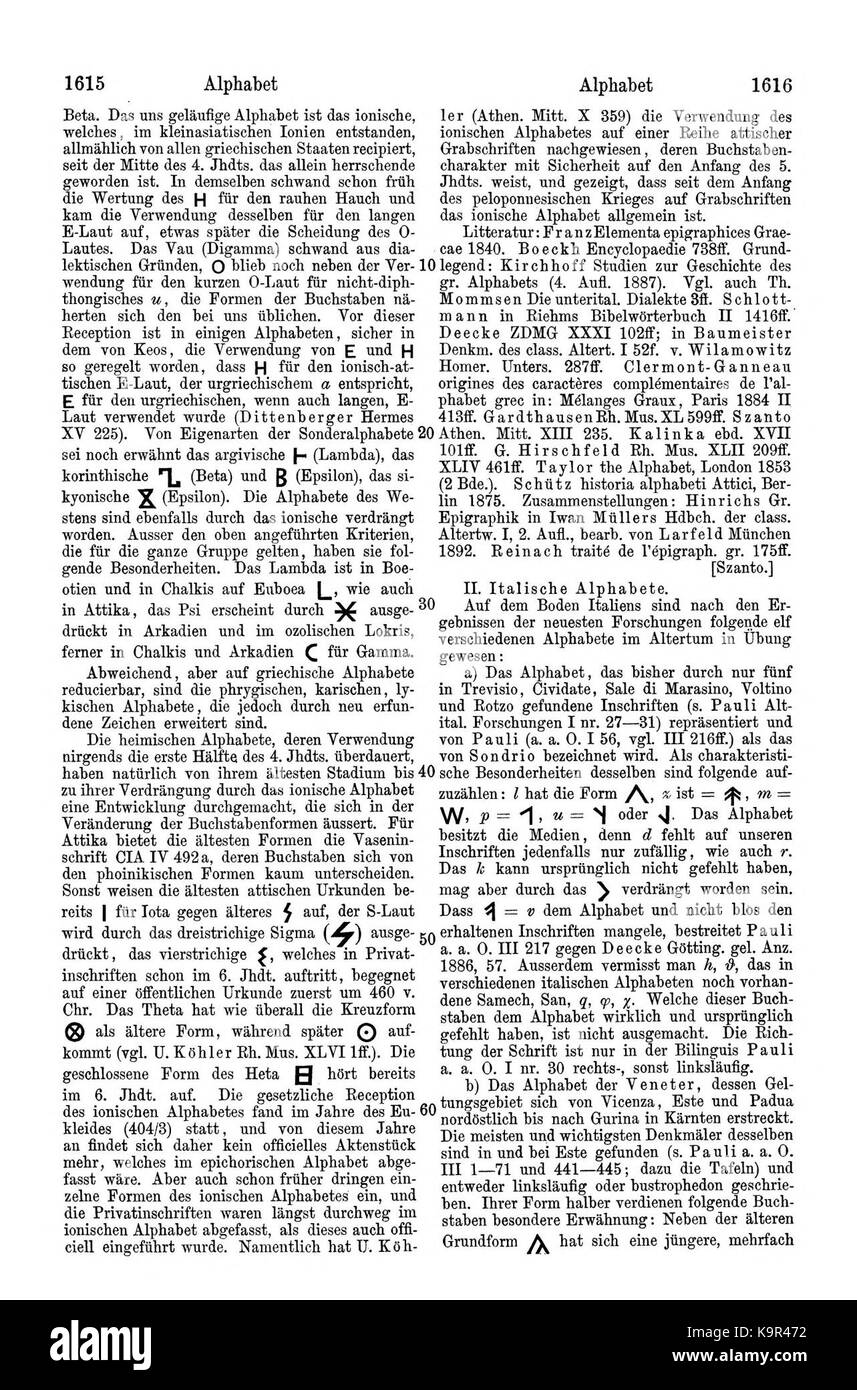 Pauly Wissowa I,2, 1615 Foto Stock