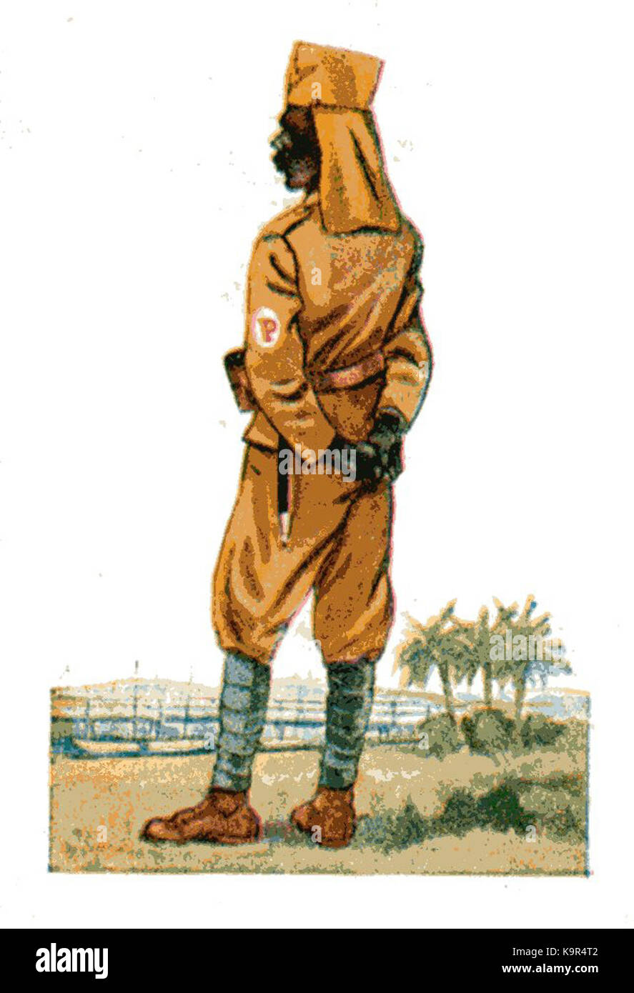 Polizei segnalatori acustici Askari Polizeitruppe Deutsch Ostafrika um 1910 Foto Stock