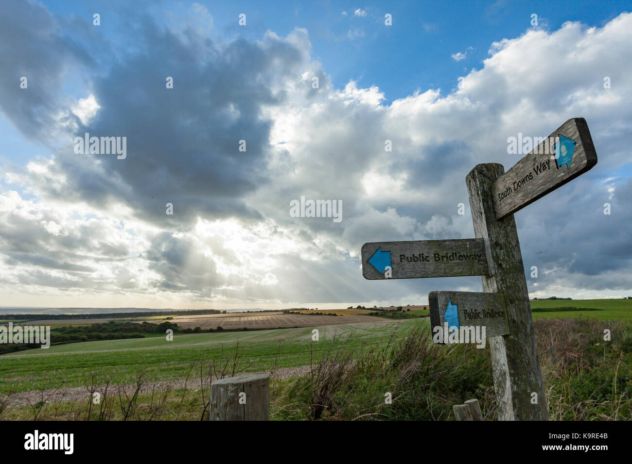 Cartello in South Downs national park, west sussex, in Inghilterra. Foto Stock