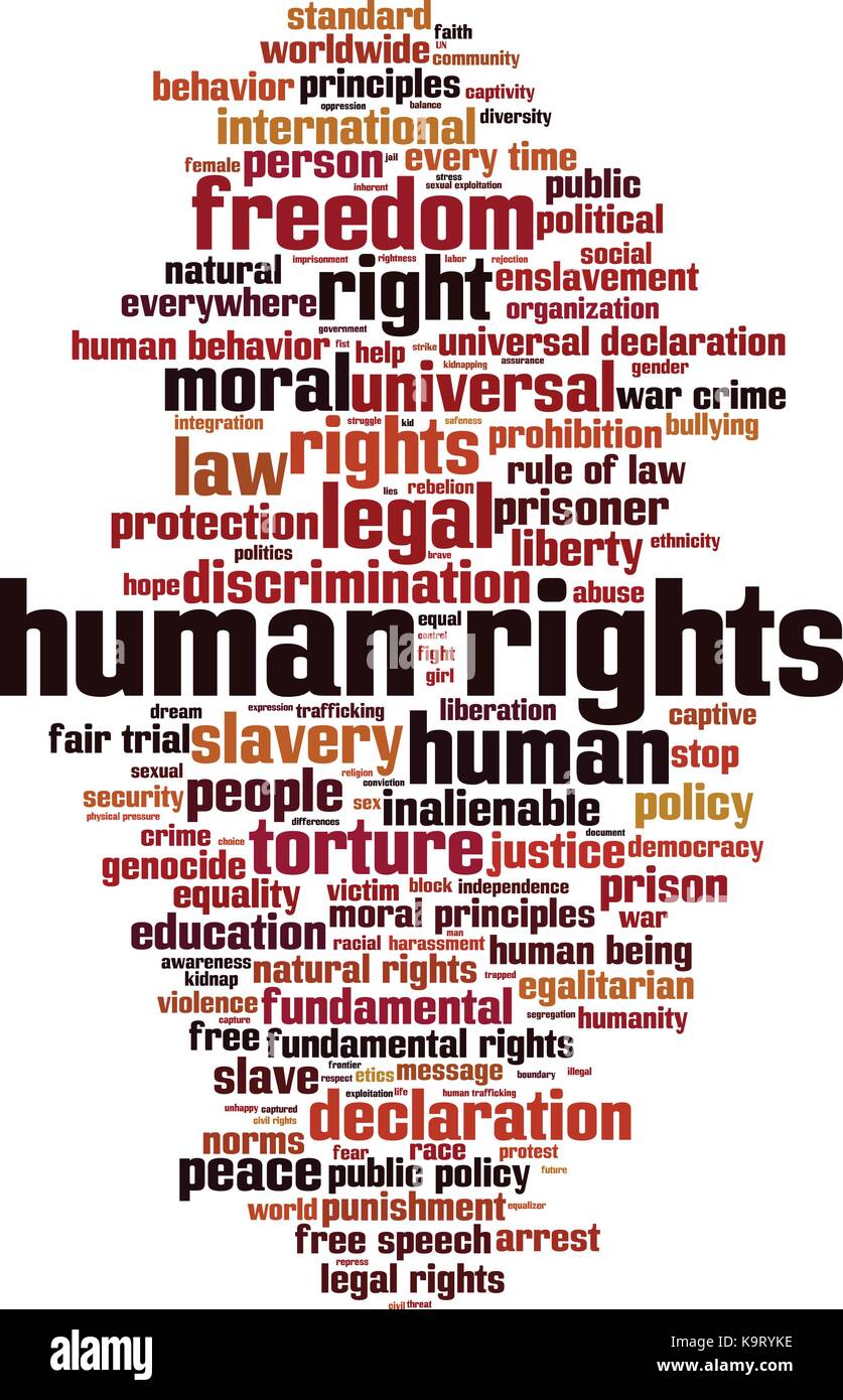 Diritti umani parola concetto cloud. illustrazione vettoriale Illustrazione Vettoriale