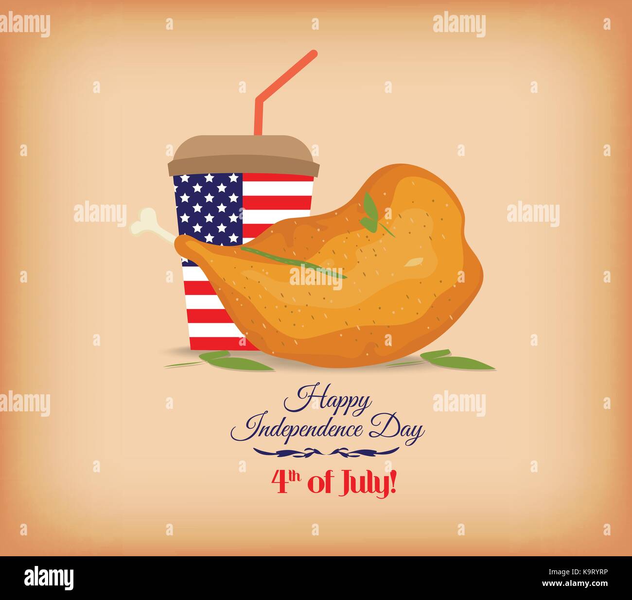 Pollo fritto gambe, per un mese di luglio 4a picnic Illustrazione Vettoriale