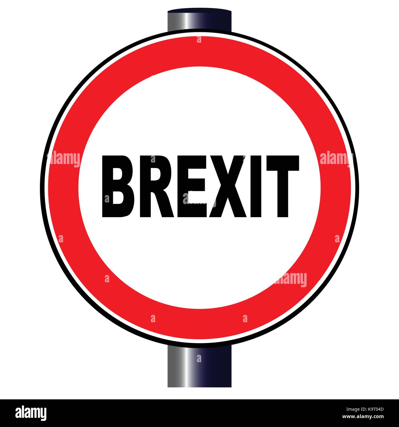 Una grande rotonda rossa segno di traffico la visualizzazione del Regno Unito e dell'UE brexit Illustrazione Vettoriale