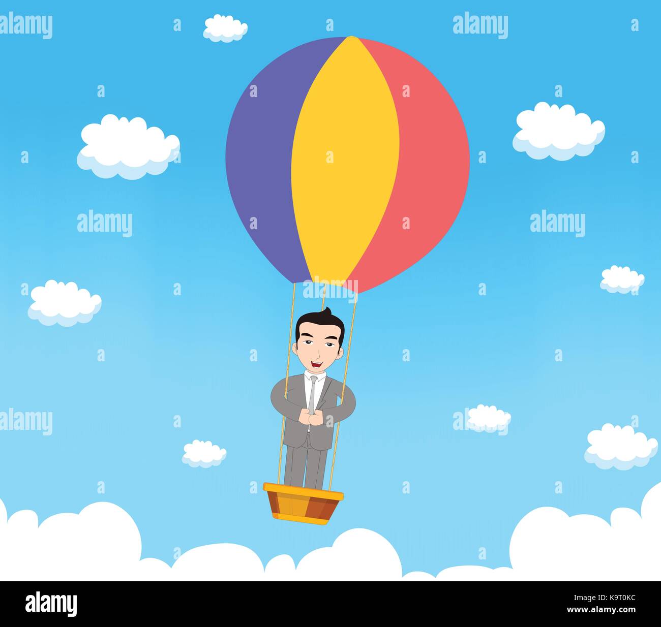 Uomo d affari con paracadute Illustrazione Vettoriale