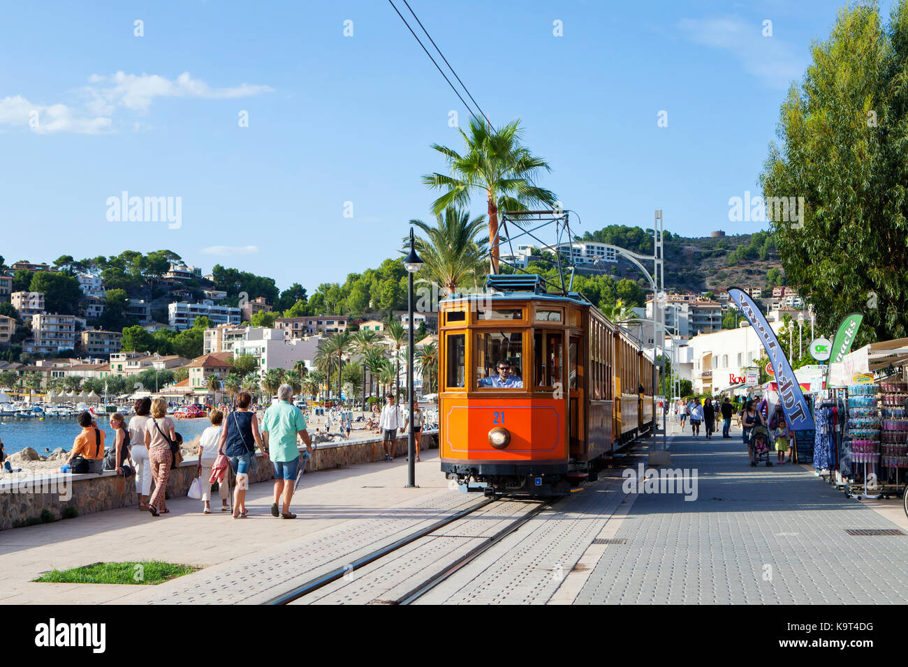 Heritage tramvia a Port de Soller, Maiorca, Spagna su settembre 2017 Foto Stock