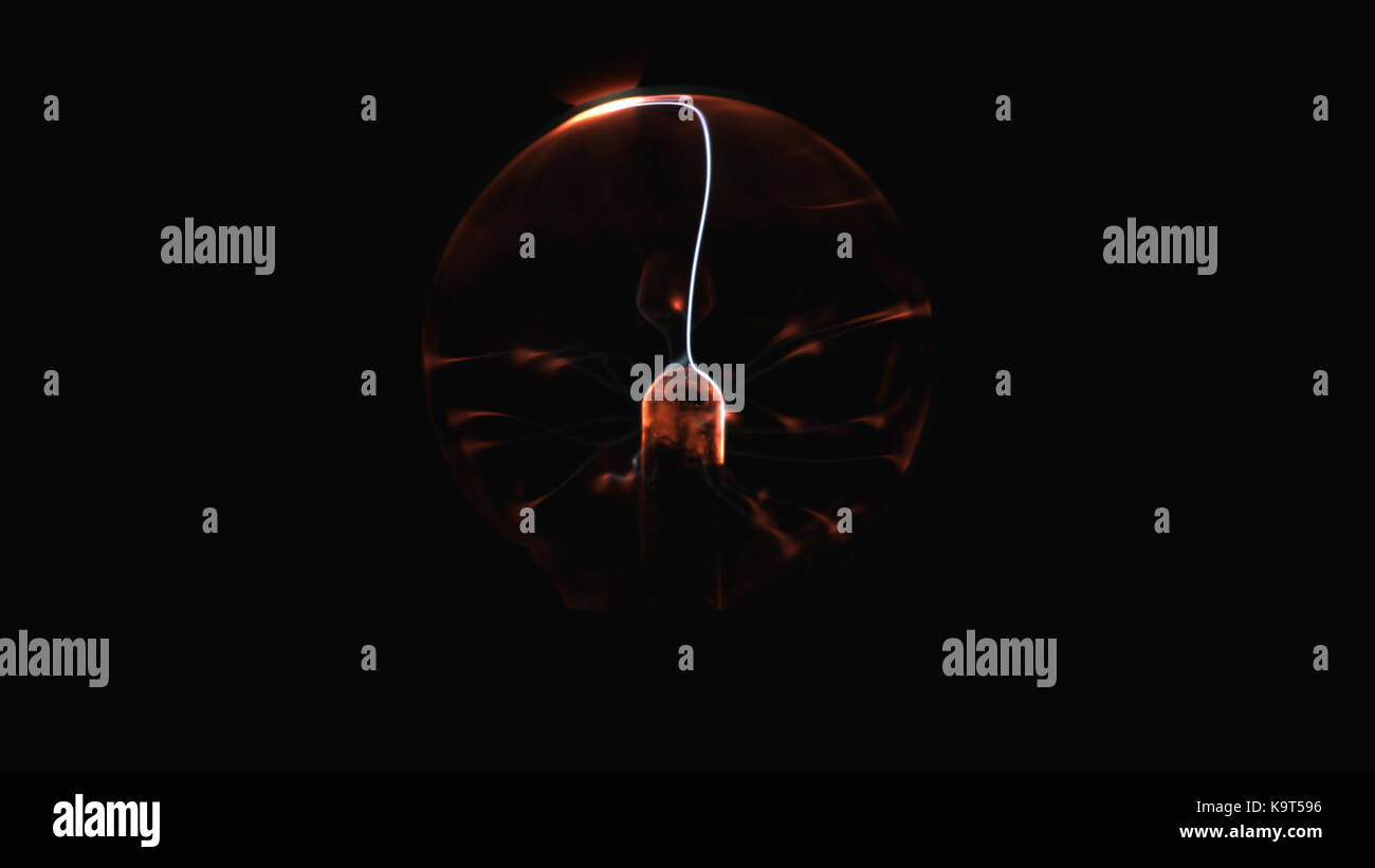 Elettrostatica Sfera Al Plasma Nel Buio. Tesla Coil - Esperimento Di Fisica K9t596