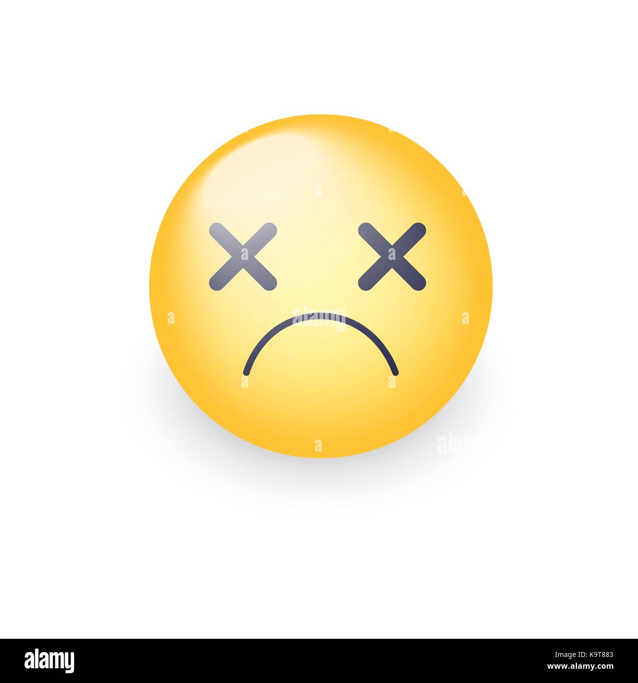 Dizzy gli Emoji faccia. cross eyes emoticon icona vettore. triste cartoon smiley Illustrazione Vettoriale