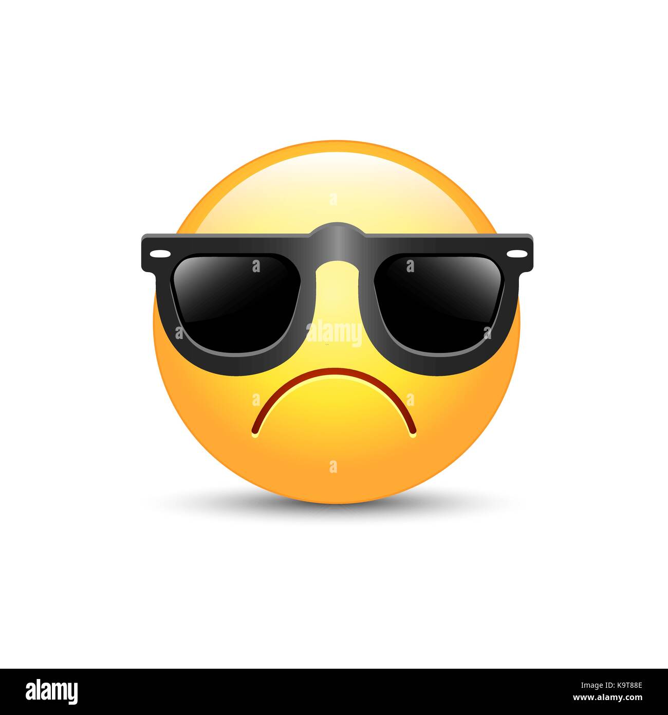 Arrabbiato gli Emoji faccia con occhiali da sole. Carino emoticon triste  indossando occhiali da sole neri Immagine e Vettoriale - Alamy