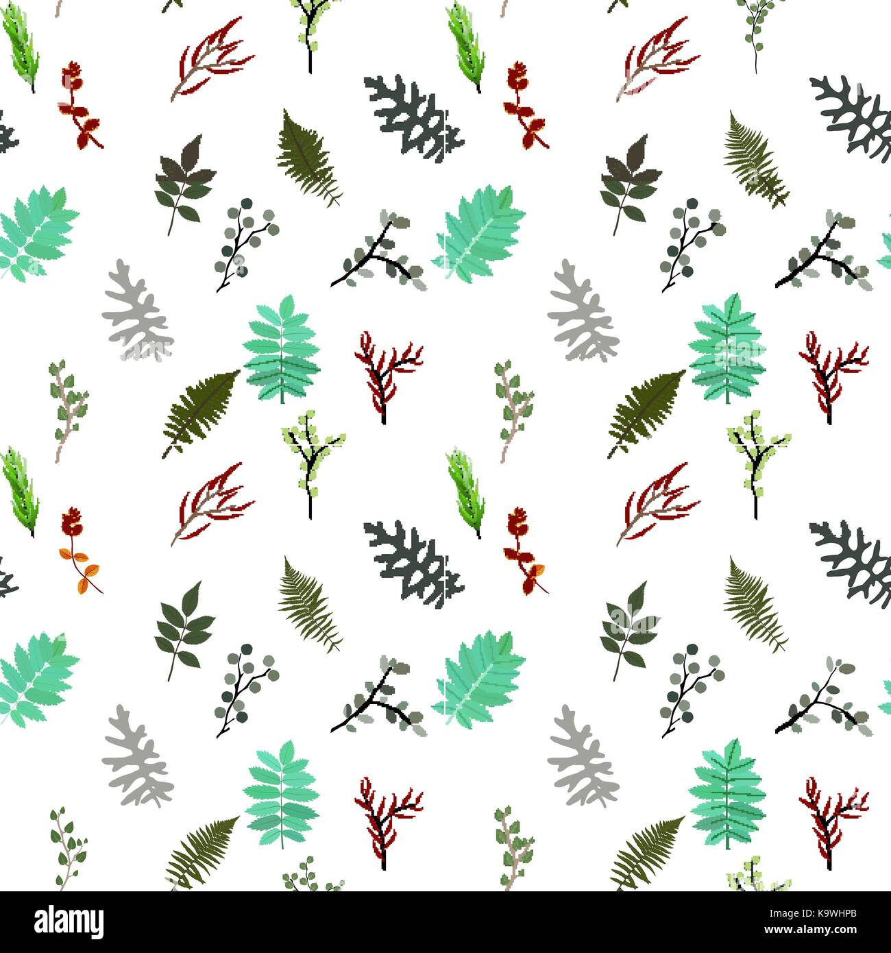 Elementi tropicali: agonis, eucalipto, annona, balata, zamiokulkas, cissus. seamless pattern. illustrazione vettoriale. Illustrazione Vettoriale