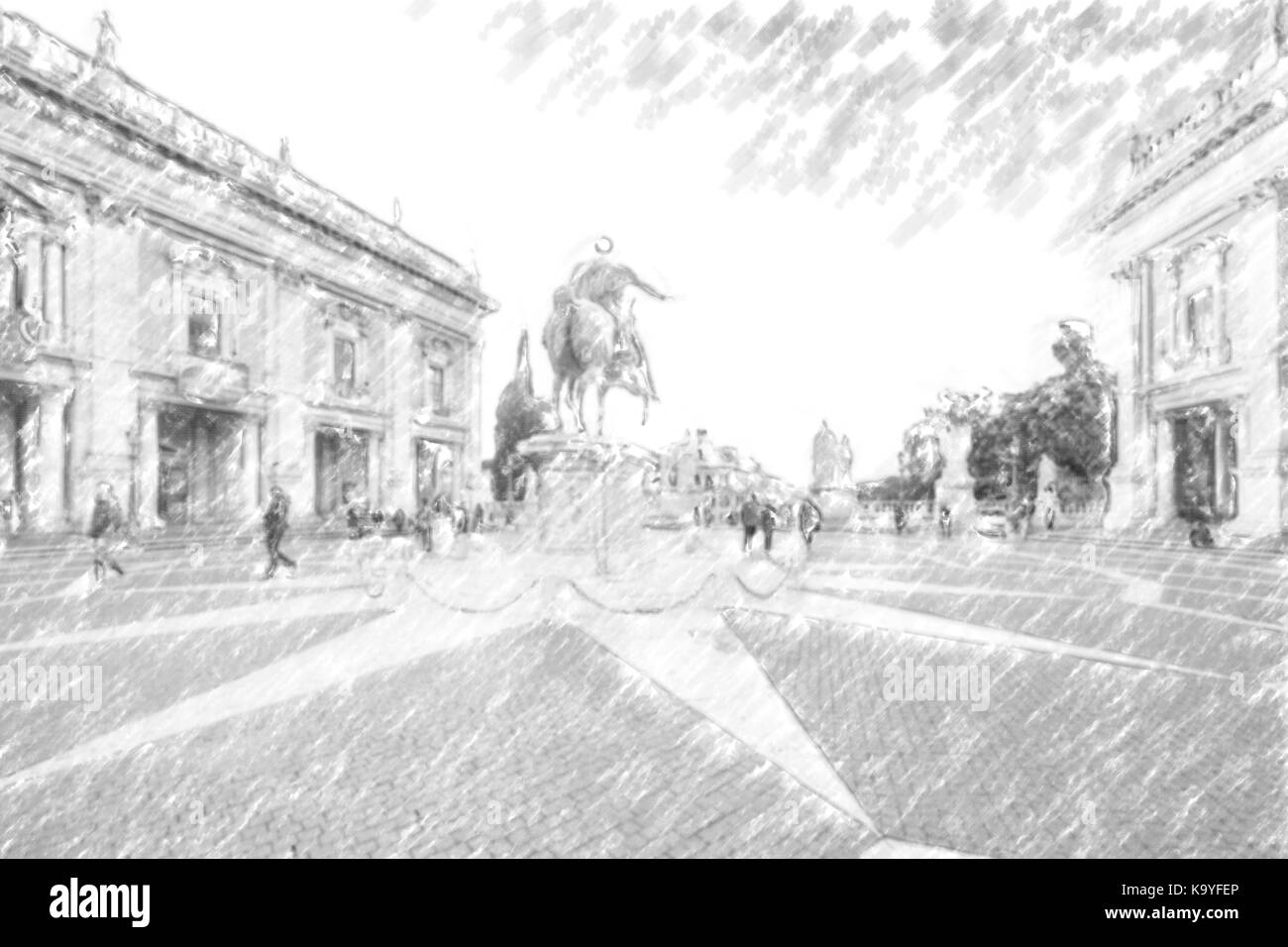 Quadrato sul Campidoglio a Roma, Italia Foto Stock