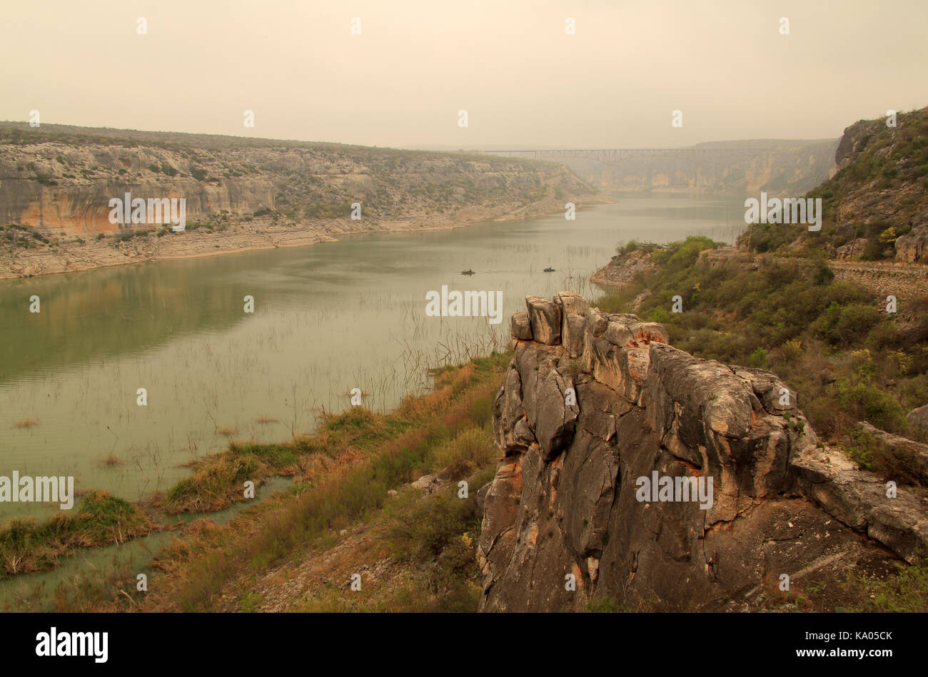 La Amistad National Recreation Area include la Amistad serbatoio alla confluenza del Rio Grande, demoni e del fiume fiume Pecos, qui illustrato Foto Stock