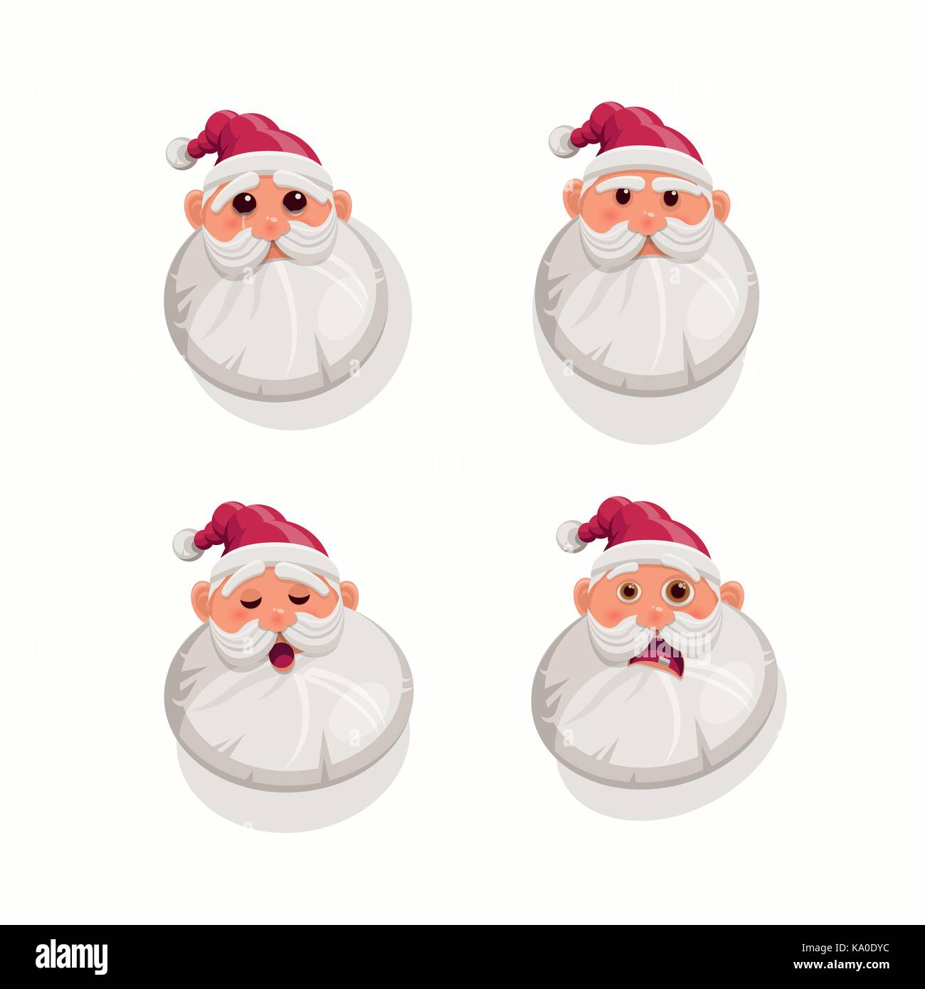 Babbo Natale le espressioni del viso set. illustrazione vettoriale. Illustrazione Vettoriale