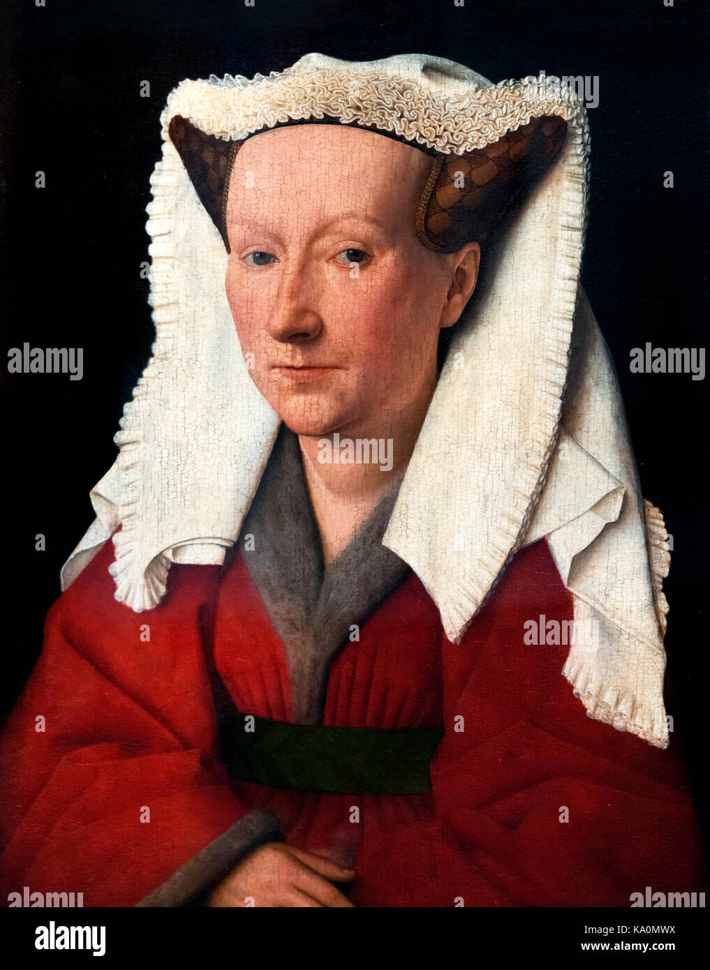 Ritratto di Margareta van Eyck di Jan van Eyck (c.1390-1441), olio su pannello, 1439. Van Eyck è stato un inizio Netherlandish artista e il suo lavoro è classificata come primitiva fiamminga. Foto Stock