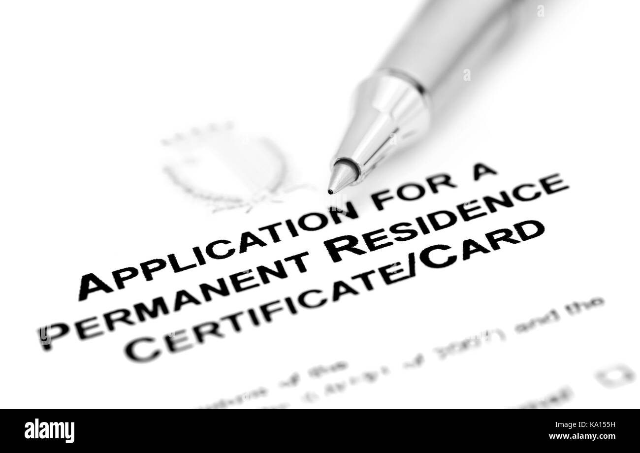 Modulo di domanda di visto con penna a sfera Foto Stock