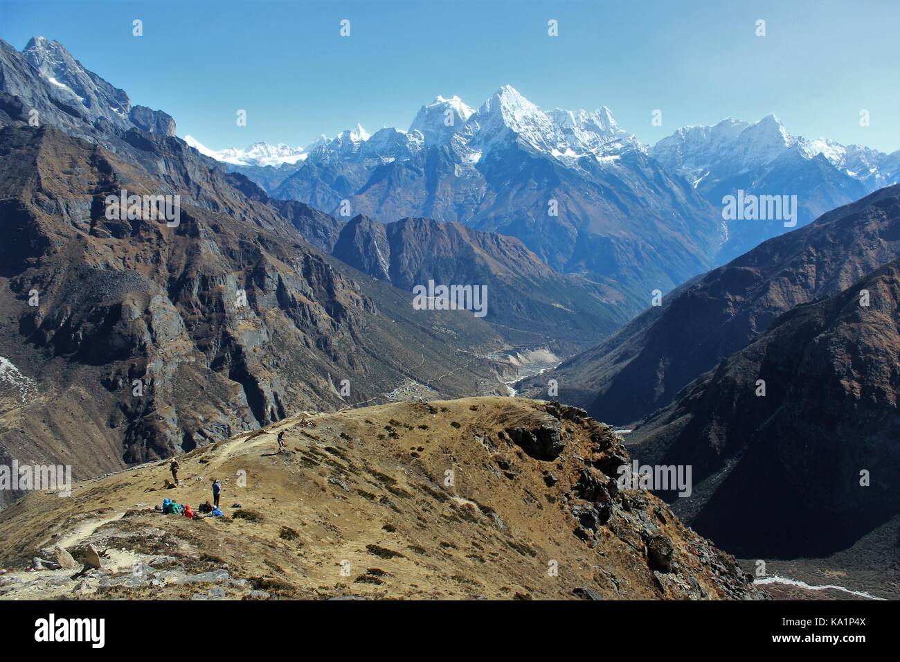 Trekking in Himalaya Foto Stock