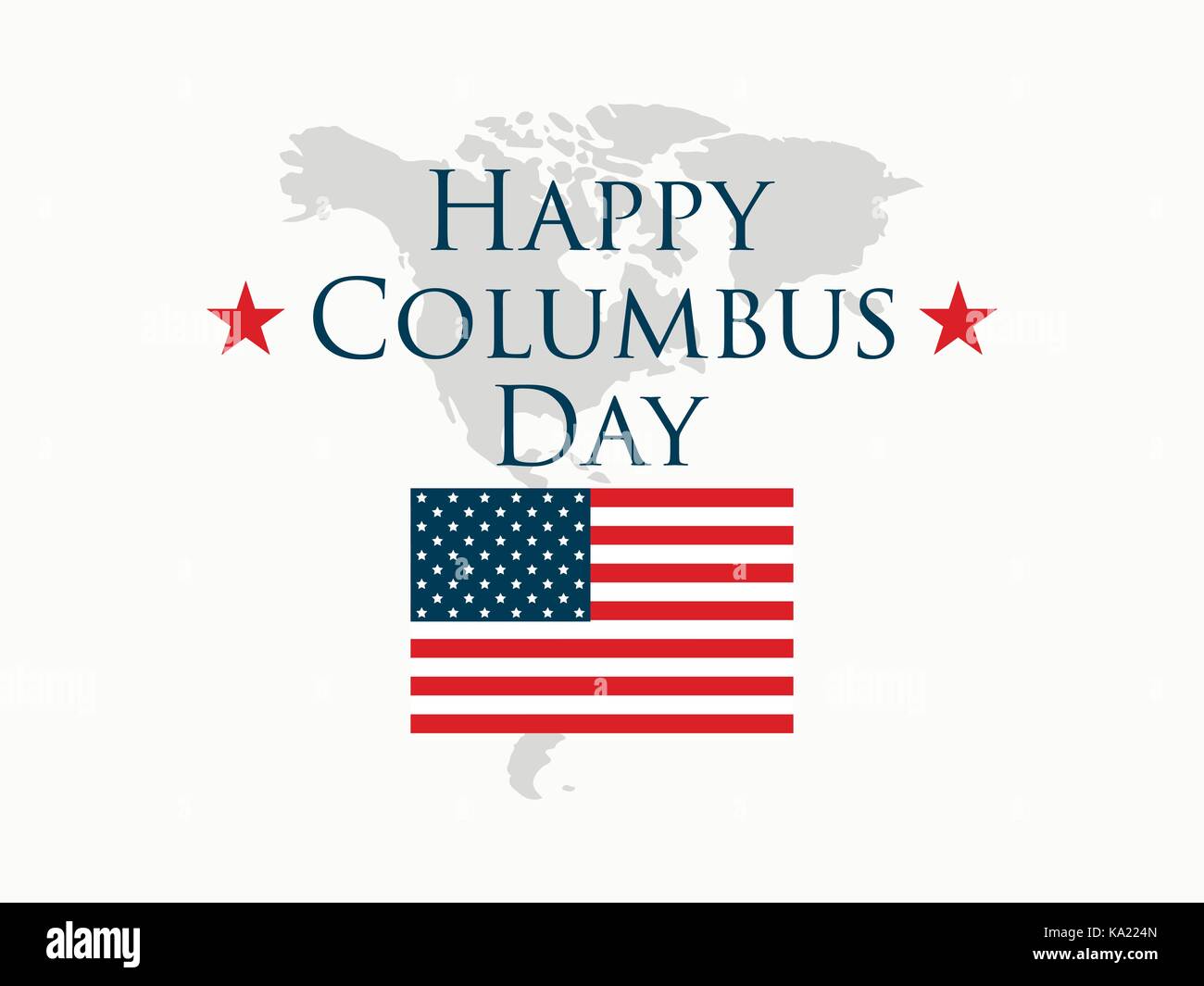 Il Columbus Day, lo scopritore di america, bandiera degli Stati Uniti e il continente, vacanze banner. illustrazione vettoriale Illustrazione Vettoriale
