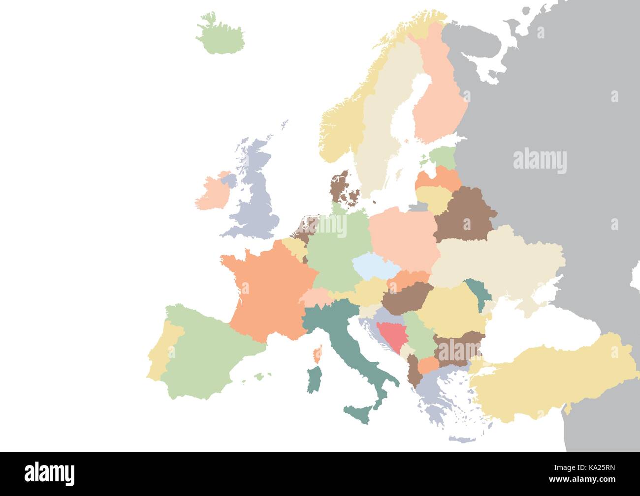Colorato continente Europa mappa. Illustrazione Vettoriale Illustrazione Vettoriale