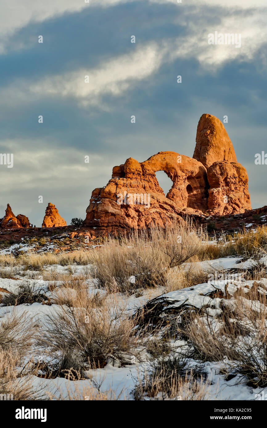 La torretta Arch, Sezione Windows, Arches National Park, Moab, USA Utah Foto Stock