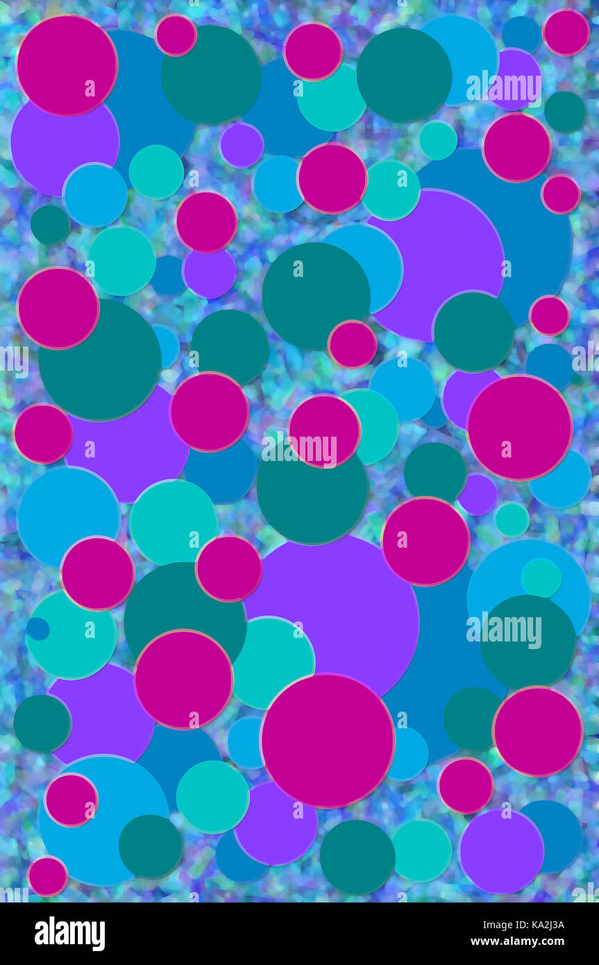Frizzante e scintillante di sfondo è coperta in più dimensioni di palline in rosa, viola, turchese e aqua. Foto Stock