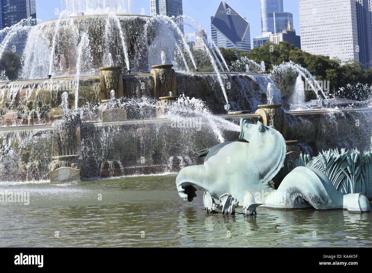 Buckingham Fountain in Chicago Foto Stock