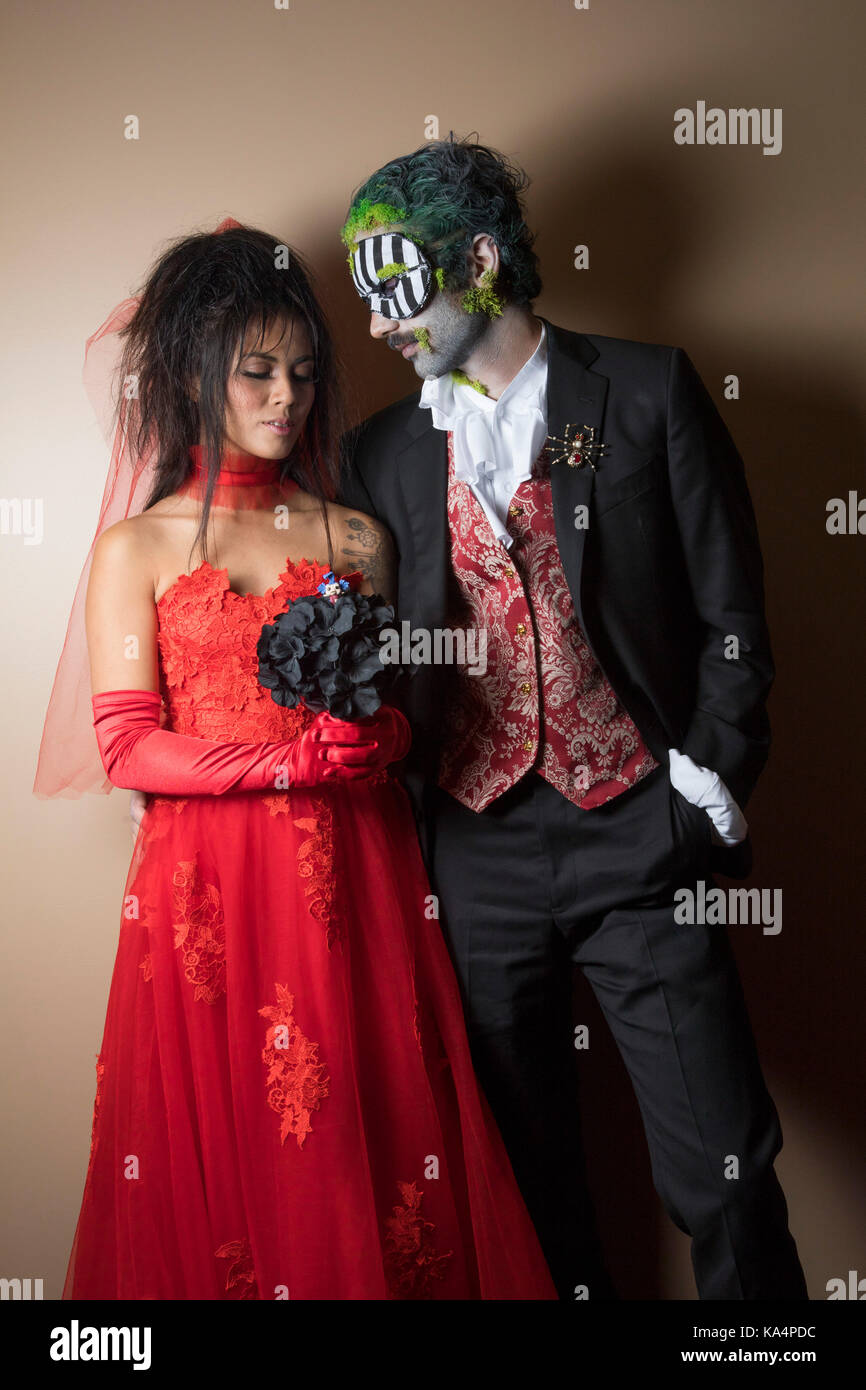 Labirinto costume Masquerade ball presso il Millennium Biltmore Hotel Los Angeles, California, Stati Uniti d'America Foto Stock