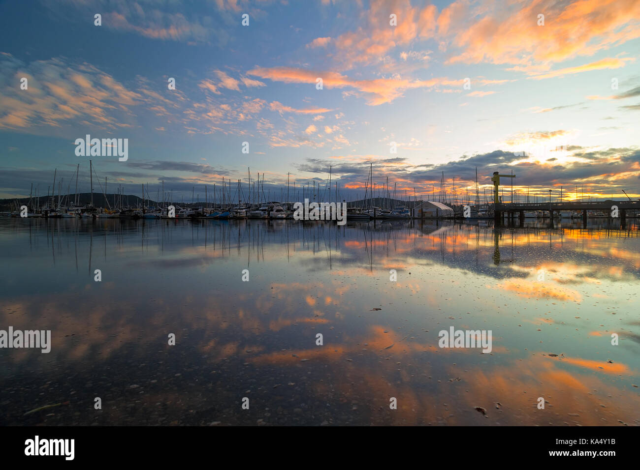 Porto di anacortes cap sante marina nello stato di Washington durante il tramonto Foto Stock